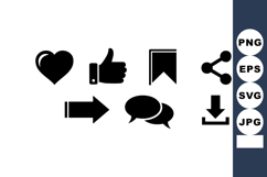 Social media interface icons with heart, like, bookmark, sha Product Image 1