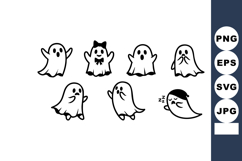 Cute cartoon ghost characters with various expressions a Product Image 1