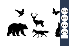 Wild animal silhouettes including bear, deer, fox, bird, but Product Image 1