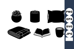 Cozy home essentials vector with succulent plant candle Product Image 1