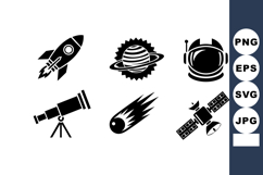 Space exploration icons with rocket, planet, astronaut helme Product Image 1