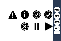 Minimalist user interface icons with warning, informatio Product Image 1