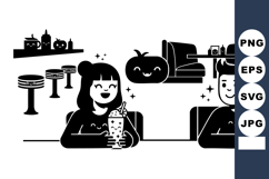 Couple enjoying milkshake together in modern cafe interior w Product Image 1