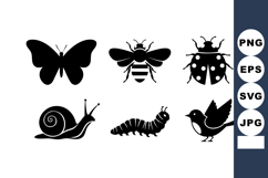 Insect animal silhouettes including butterfly bee ladybug sn Product Image 1