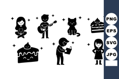 Cute people playing guitar reading and smiling with happy ca Product Image 1