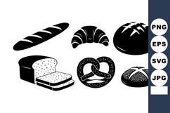 Bakery bread types vector illustration with baguette, croiss Product Image 1