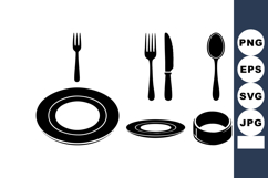 Table setting vector with plates forks knife spoon napkin in Product Image 1