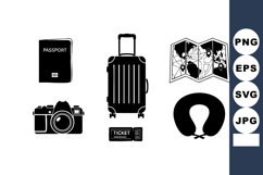 Travel essentials vector icons including suitcase passport m Product Image 1
