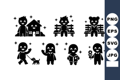 Happy people and children with pets and books in playful out Product Image 1