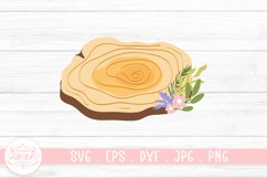 Wooden Slice With Flower Arrangement Clipart Design Product Image 1