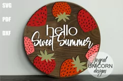 Hello Sweet Summer Sign SVG | Strawberry Welcome Sign SVG Product Image 1
