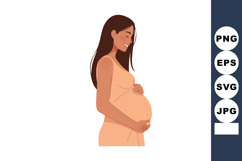 Pregnant woman smiling gently while holding belly in peacefu Product Image 1