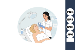 Facial skin treatment by beautician with gloves in spa clini Product Image 1