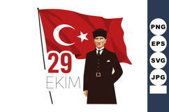 Mustafa Kemal Atatürk with Turkish flag celebrating Republic Product Image 1