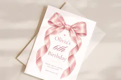 Pink Bow Birthday Invitation Canva Template Product Image 2