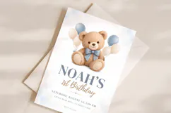Teddy Bear Birthday Invitation Canva Template Product Image 2