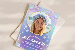 Mermaid Under The Sea Sweet 16 Photo Invitation Product Image 2