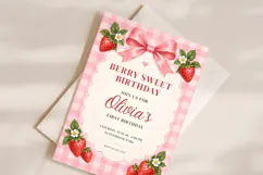 Strawberry Sweet Birthday Invitation Template Product Image 2