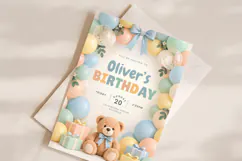 Bear Birthday Invitation Canva Template Product Image 2