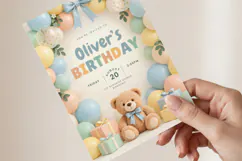 Bear Birthday Invitation Canva Template Product Image 3