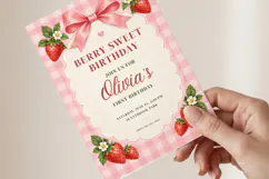 Strawberry Sweet Birthday Invitation Template Product Image 3