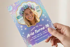 Mermaid Under The Sea Sweet 16 Photo Invitation Product Image 3