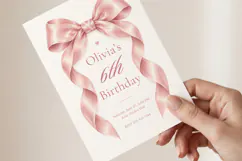 Pink Bow Birthday Invitation Canva Template Product Image 3