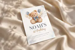Teddy Bear Birthday Invitation Canva Template Product Image 4