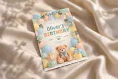 Bear Birthday Invitation Canva Template Product Image 4