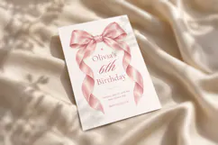 Pink Bow Birthday Invitation Canva Template Product Image 4