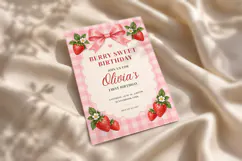 Strawberry Sweet Birthday Invitation Template Product Image 4