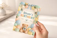 Bear Birthday Invitation Canva Template Product Image 5