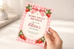 Strawberry Sweet Birthday Invitation Template Product Image 5