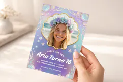 Mermaid Under The Sea Sweet 16 Photo Invitation Product Image 5