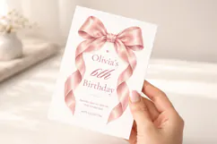 Pink Bow Birthday Invitation Canva Template Product Image 5