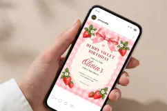 Strawberry Sweet Birthday Invitation Template Product Image 6