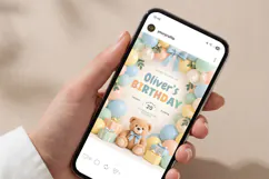Bear Birthday Invitation Canva Template Product Image 6