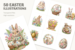 54 Easter Watercolor Clipart PNG, Cute Bunny Rabbit Product Image 1