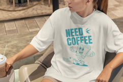Retro Coffee Mascot T-Shirt Design Product Image 2