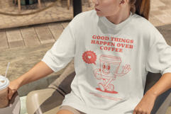 Retro Coffee Mascot T-Shirt Design Product Image 2