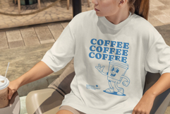 Retro Coffee Mascot T-Shirt Design Product Image 2