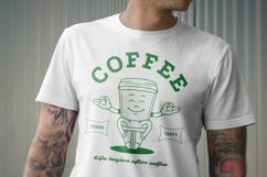 Retro Coffee Mascot T-Shirt Design Product Image 3