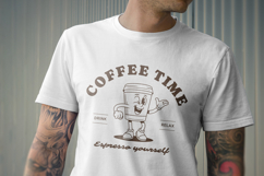 Retro Coffee Mascot T-Shirt Design Product Image 3