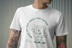 Retro Coffee Mascot T-Shirt Design Product Image 3