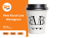 Pink Floral Line Monogram Product Image 1