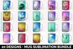 Flowers Mug Sublimation Bundle Watercolor Mug Wrap Designs Product Image 1