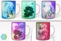 Flower Mug Sublimation Silhouette Coffee Mug Wrap Bundle PNG Product Image 1