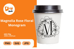 Magnolia Rose Floral Monogram Product Image 1
