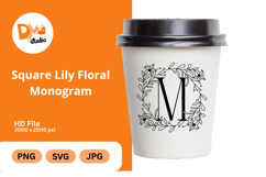 Square Lily Floral Monogram Product Image 1
