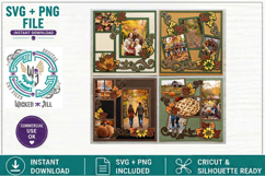 SCRAPBOOK FALL AUTUMN LAYOUT OVERLAY CUT FILE SVG DXF PNG Product Image 1